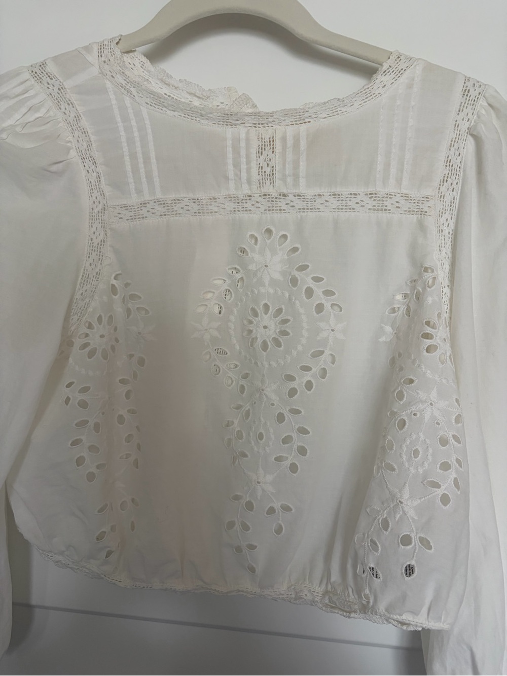 Sezane White Enea Blouse Eyelet US 2 / FR 34 - Picture 3 of 9